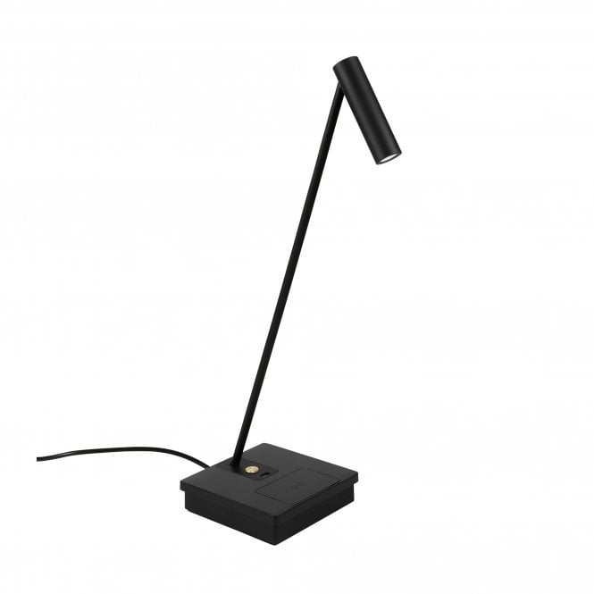 Black Brass LED Table Lamp with Wireless Charging Station Lighting UK